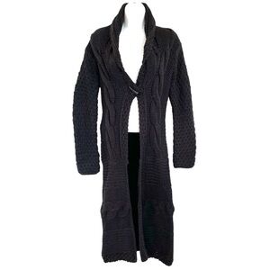 Vintage Bebe Black Long Cardigan XS Cable Knit Button Sweater NWT